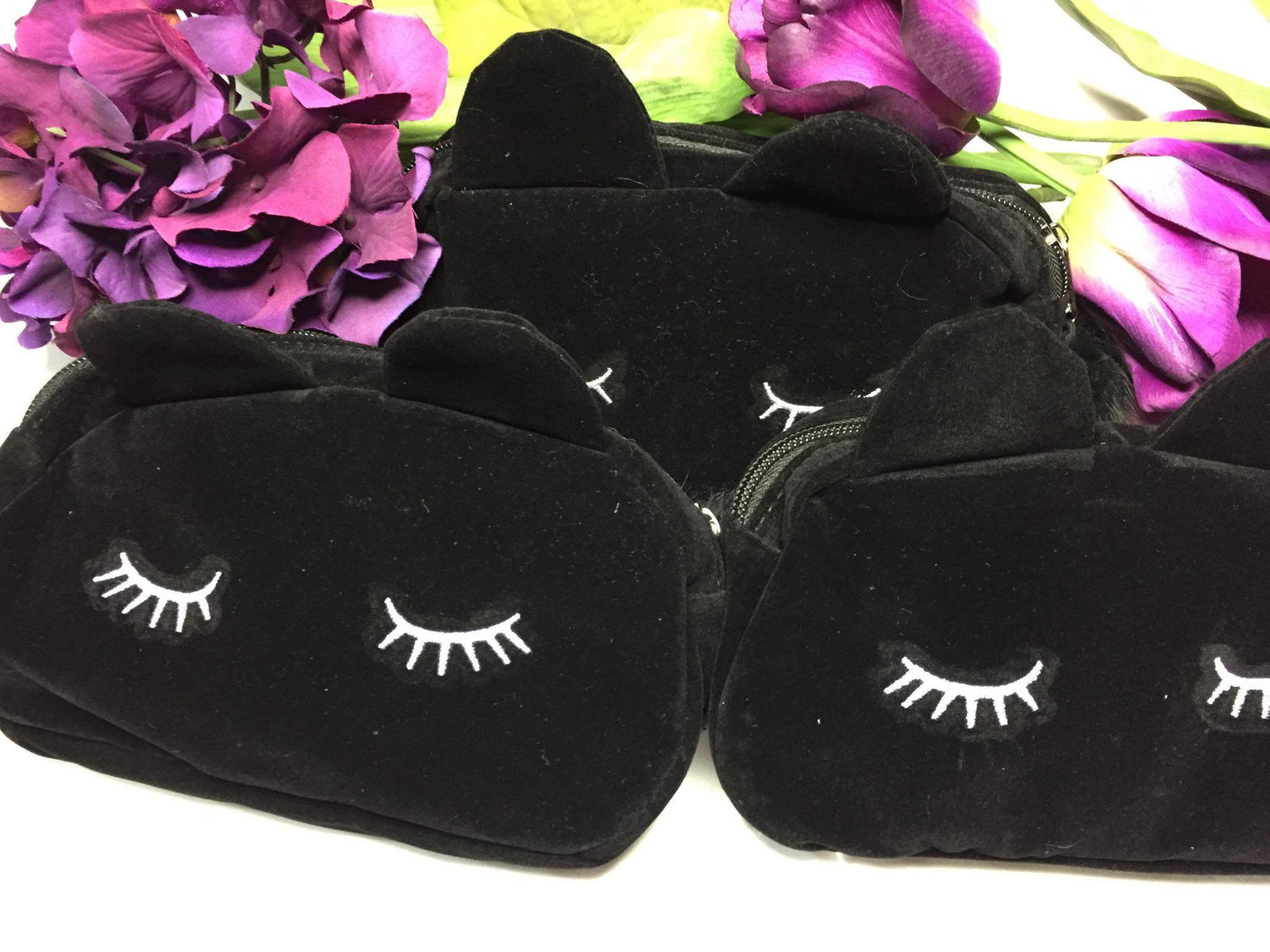 Black Cat Lashes Makeup bag with ears and tail